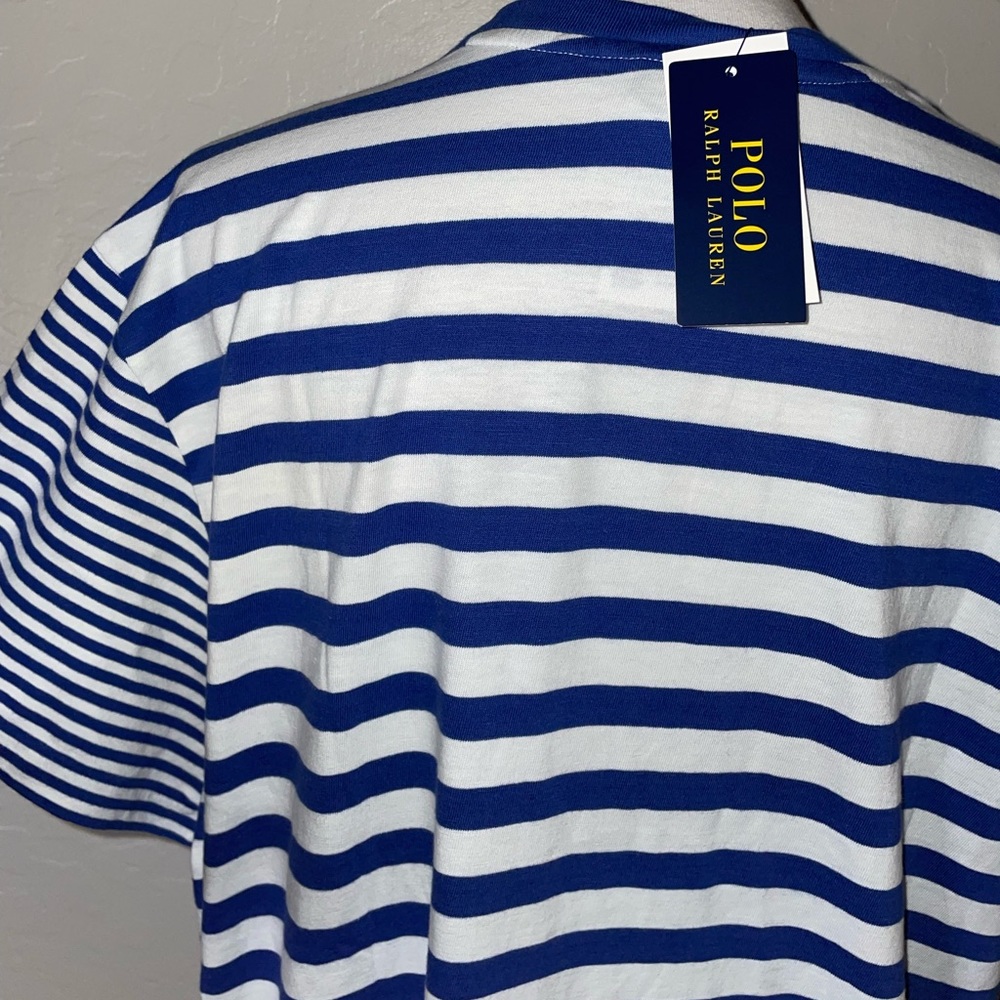 🎉HP🎉New! Polo Ralph Lauren Blue Stripe Oversized Fit Cotton T Shirt Dress XL - Picture 9 of 13